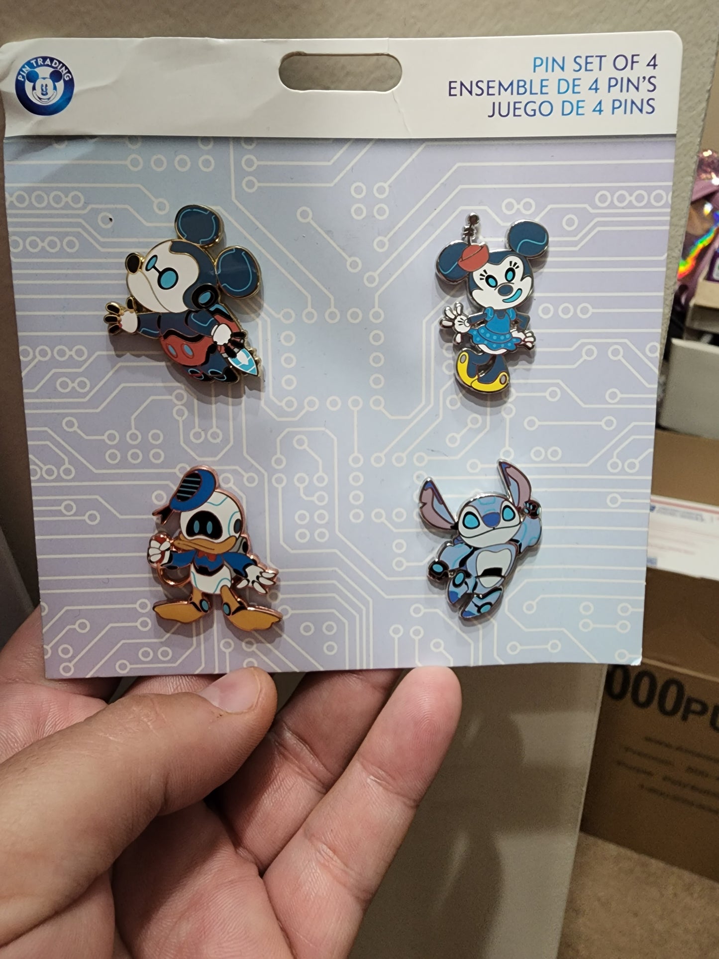 Disney Robot pin Mickey, Minnie, Donald, Stitch Pin Set